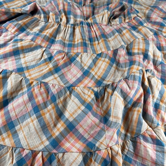 Drew Anthropologie Babydoll Dress Women Prairie Windowpane Plaid Cottagecore - Picture 15 of 16